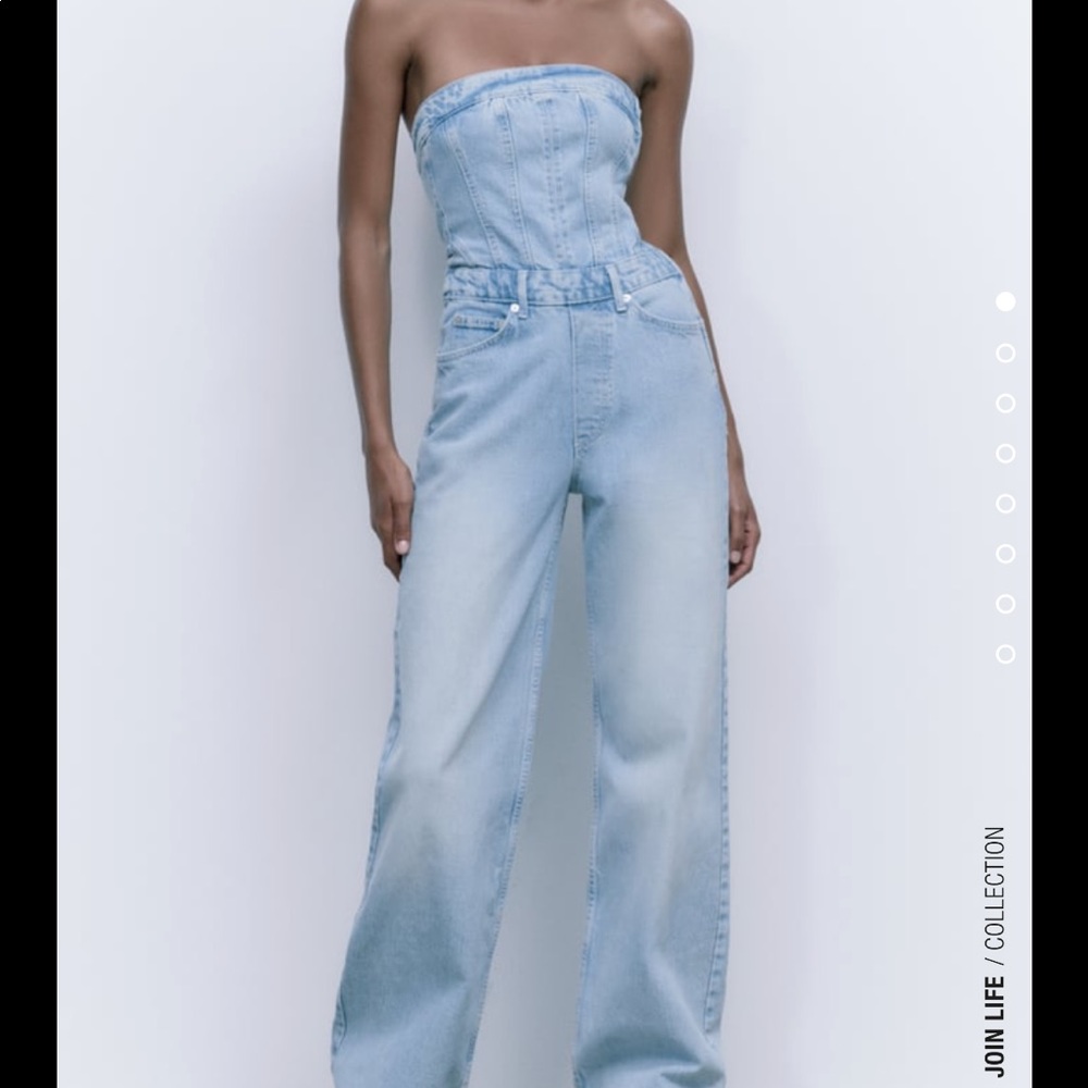 Zara corset denim jumpsuit